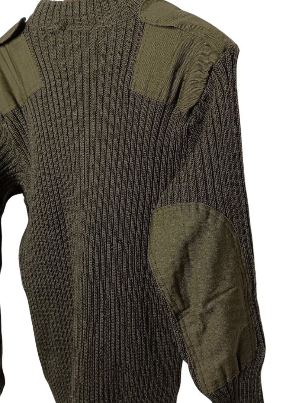 Jersey Mans Heavy Sweater Unisex Size 4 Ribbed Knit Military Police Army Green - Picture 5 of 14